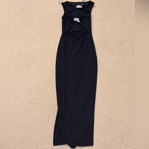 Zara Cutout Rhinestone Buckle Maxi Dress